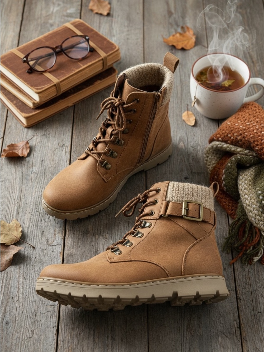 Sonoma Women's Tan Combat Moto Boots